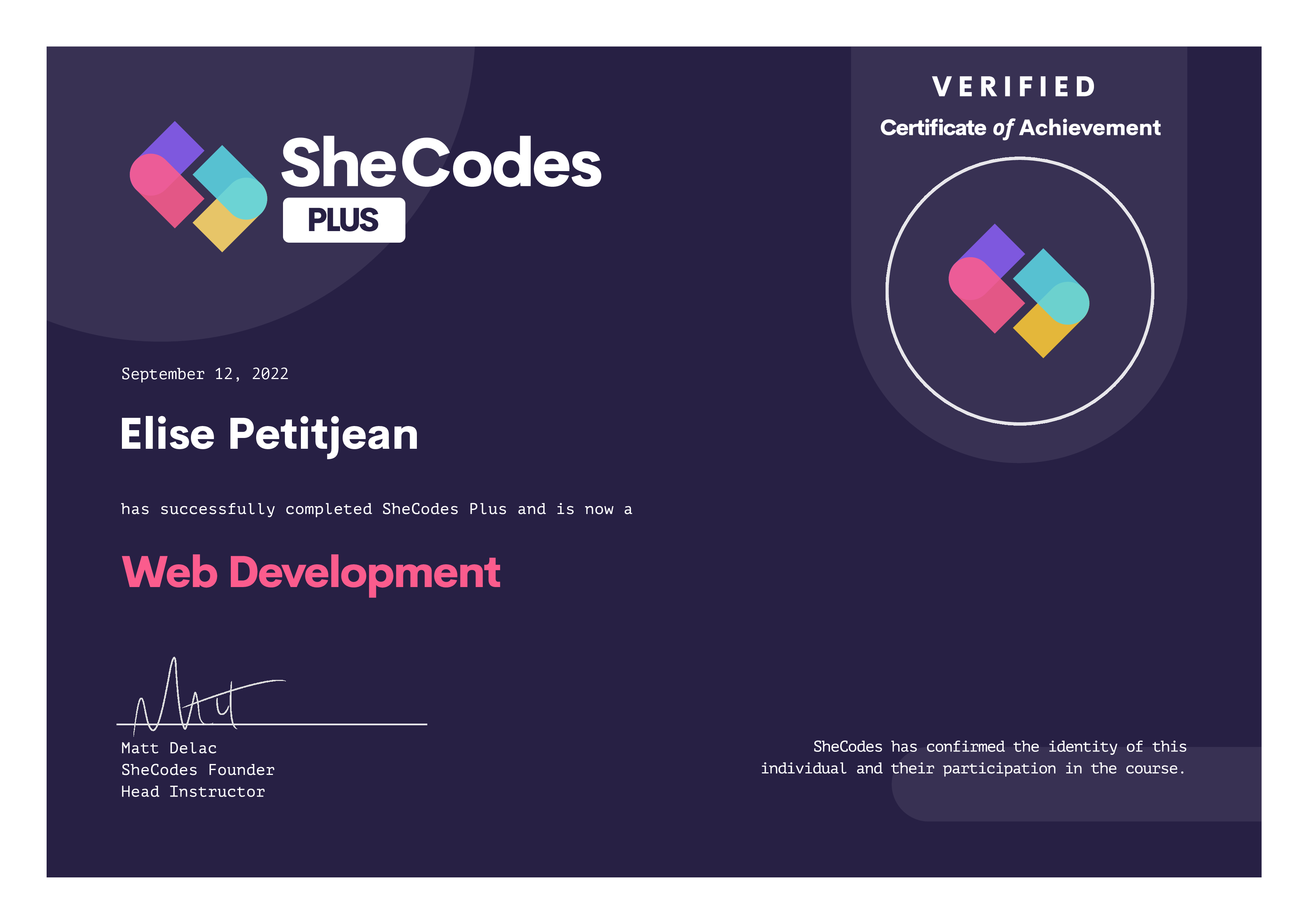 certificate-SheCodes plus